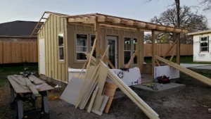 A house Ash Creek donated and built for Community First! Village in Austin.